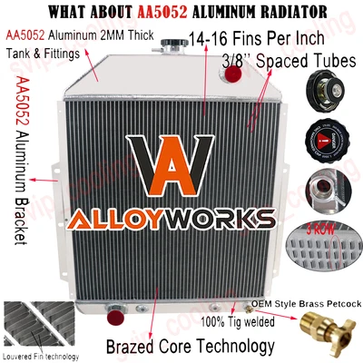 3 Row Aluminum Radiator For 1942-1952 1949 1950 1951 Ford F1 F2 F3 F4 Pickup V8~ Foto 1 de 4