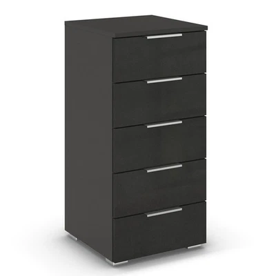 Nachtschrank - effektgrau Hochglanz - grau metallic - 40 cm breit Nachttische - Bild 1 von 4
