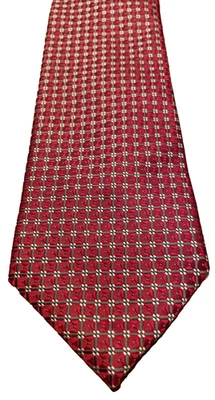 Covington мужской красный галстук с серый геометрические квадраты дизайнерский галстук ручной работы - Изображение 1 из 4