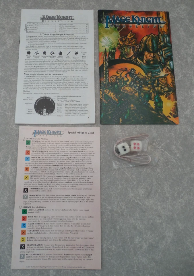 MAGE KNIGHT REBELLION 初学者套装,WIZKIDS,2000 年,无盒,人物或贴纸! — 第 1/1 张图片
