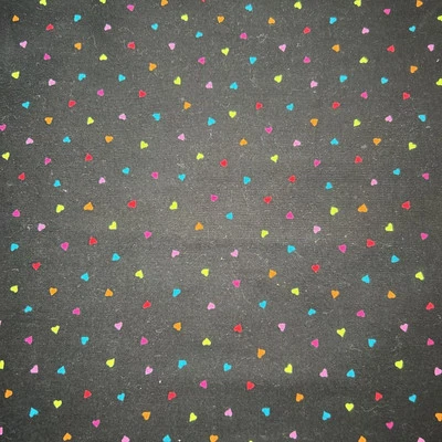 Black With Colorful Hearts 2005 Fabric Traditions Cotton 1/2 Yard (18 By 44”) - Image 1 of 4