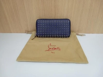Christian Louboutin Authentic Purple Studs Spike Long Bifold Wallet Purse Zip - Image 1 of 4