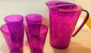 Tupperware Broca Prisma Caraffa 2 litri Elegante Viola + 4 Bicchieri Promo - Imagen 1 de 1