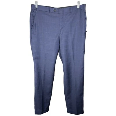 Pantalones de vestir Lauren Ralph Lauren de lana/poliéster azul oscuro a rayas para hombre talla 36W/32L Foto 1 de 4