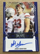 Jack Sawyer Rookie Card Autograph Blue Parallel 2022 Leaf Draft Football #BA-JS2