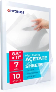8.5" X 11" Acetate Paper - 7 Mil Clear Acetate Sheets for Crafts Projects, Class - Picture 1 of 6