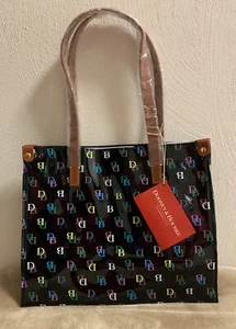 Dooney & Bourke IT Black Multi BD Logo Medium Shopper Work Privacy Tote Bag New - Picture 1 of 4