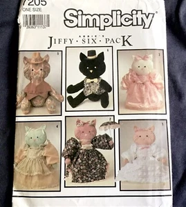 SIMPLICITY 7205-Abbies Jiffy Kitty, Cats+Clothes Pattern- 18”, 45.5cm-UNCUT - Picture 1 of 5