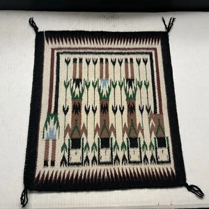 Navajo Yeti Pattern Rug / Wall Hanging Hand Made 15”x13.5” - Picture 1 of 8