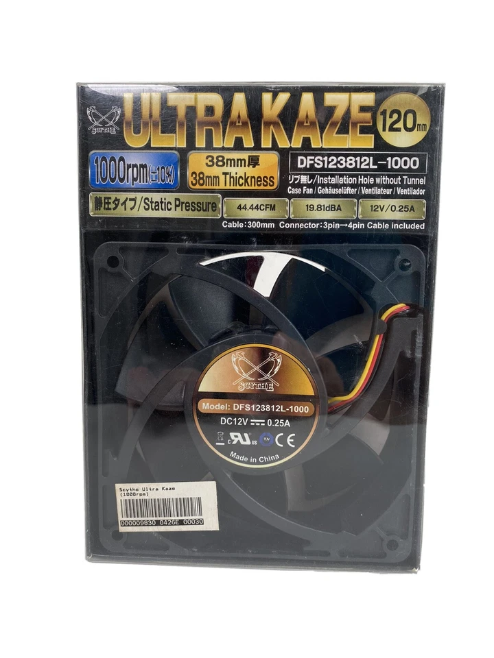 Ultra Kaze 120mm Cooling Fan #DFS123812H, 1000rpm, 3 pin 4 pin - Image 1 of 4