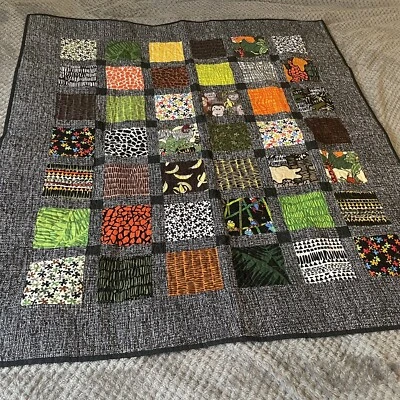 Edredón de algodón vibrante con tema JUNGLE hecho a mano para cuna bebé niño nuevo estado #0253 Foto 1 de 4