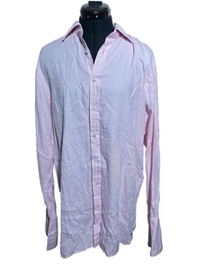 Thomas Pink Shirt Men Button Up Double Cuffs for Cufflinks 16''/36.5'' - Picture 1 of 9