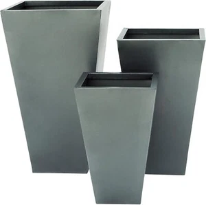 Metal Indoor Outdoor Planter Light Weight Large Planter Pot with Tapered Base an - Picture 1 of 9