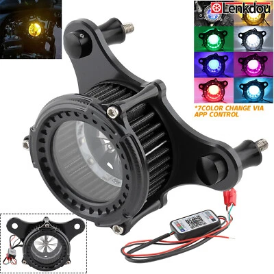 Mini Air Cleaner Intake Filter W/ LED For Harley Touring Road Glide Softail Dyna - Image 1 of 4