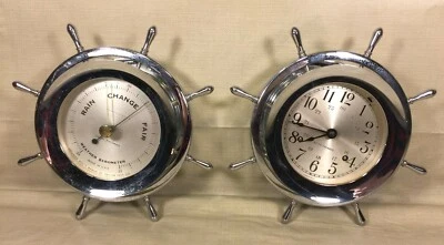  Seth Thomas Helmsman Ships Clock (E537-001) & Barometer Set Running & Striking - Image 1 of 4