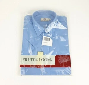 Men's Fruit of The Loom Light Blue Short Sleeve Button Up Shirt - Size S - Picture 1 of 4