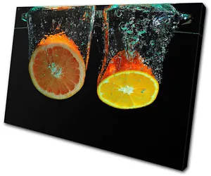 Food Kitchen Fruit Water Splash SINGLE CANVAS WALL ART Picture Print VA - Picture 1 of 1