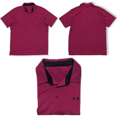 Camisa Polo Under Armor Heat Gear Para Hombre XL Manga Corta Sin Cordones Magenta Usada en Excelente Condición Foto 1 de 4