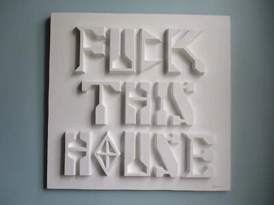 BLESS THIS HOUSE humorous sign WHITE wood wall hanging wall art decor - image 1 of 4