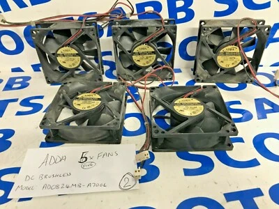 ADDA COMPUTER FANS x 5 DC Brushless AD0824MB-A70GL 8cm x 8cm x 2.5cm USED ID: 2 - Image 1 of 4
