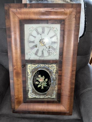 Antique Jerome & Co. 30 Hour Spring Clock Mvmt Original Dial Pendulum Mahogany? Cover