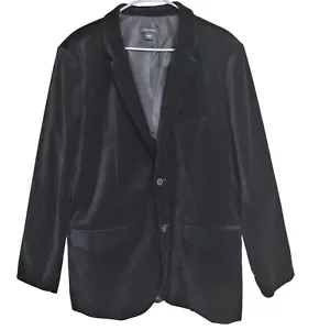 Structure Black Velvet Mens Blazer Jacket L Career Formal Goth Vamp Whimsigoth - Picture 1 of 8