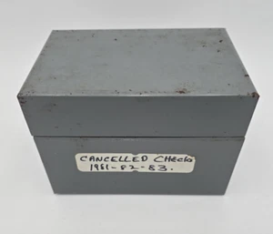 Vintage Metal Index Card Recipe Box Gray Grey for 4"X6" Cards SEE ALL PICTURES - Picture 1 of 15