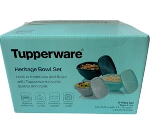NIB 6pc Set Tupperware Heritage Plastic Food Storage Container in Green. - Picture 1 of 5