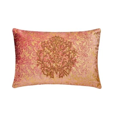 Decorative Lumbar Cushion Cover Pink 12 x 16 inch, Bed Decor Velvet - Mumtaaz - Image 1 of 3