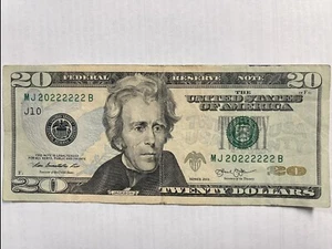 Fancy Near Solid 2013 True Binary $20 Note. Unique All 2’s Date. - Picture 1 of 2