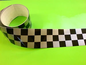 CHEQUERED TAPE SILVER 50" x 2" Strip LAMINATED for extra durability 1 off - Picture 1 of 1