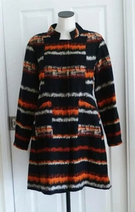 RARE babette SF Black Multi Woven Art-to-Wear Fit Snap Coat w/Pockets M $500+EUC - Picture 1 of 23