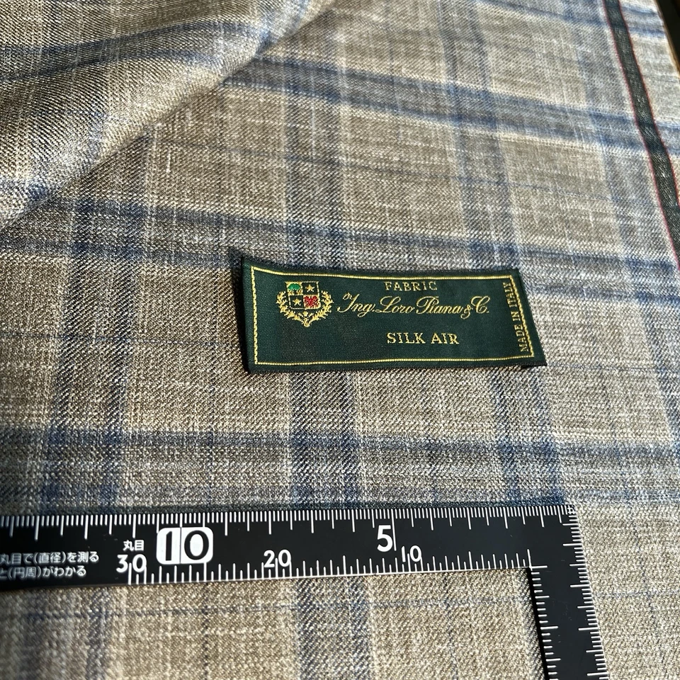 Loro Piana SILK AIR Fabric 1.60m - 35% SILK Wool Linen - Plaid -Slender Jacket - Image 1 of 4