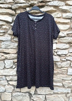 NWT Croft & Barrow Nightgown XL Black Red Pink Hearts Pockets Short Sleeves - Image 1 of 4