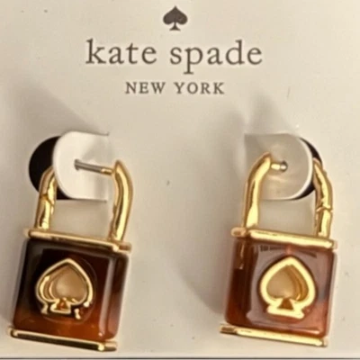  Pendientes KATE SPADE Esmalte Cerradura y Pala Nuevos con Etiquetas Bolsa Antipolvo Incluida  Foto 1 de 4
