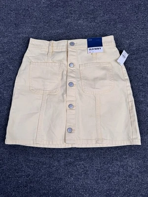 Antigua Falda Denim Amarilla Azul Marino Niñas XL (14-16) Frente a Presión, Bolsillos, Cintura Flexible Nueva con Etiquetas Foto 1 de 4