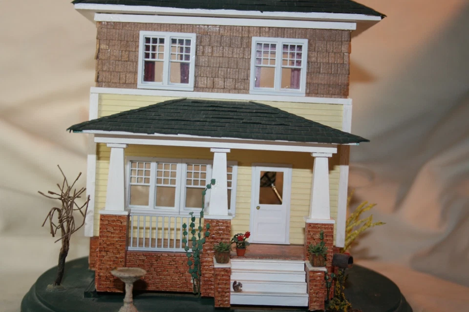 Artist Debbie Young Completed 1/4 Scale 4 Square Dollhouse Wired Fixer Upper - Image 1 of 4
