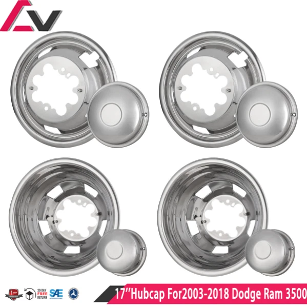 Juego de 4 tapacubos de acero inoxidable de doble rueda de 17"" para Dodge Ram 3500 2003-2016 2017 2018 Foto 1 de 4
