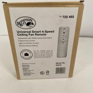 Hampton Bay Universal Smart 4-Speed Ceiling Fan Remote Model 99432 New Open Box - Picture 1 of 12