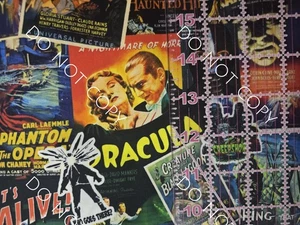 Custom 100% Cotton Woven Fabric Classic Horror Movie Posters 1/4 Yard 9x56 - Picture 1 of 2