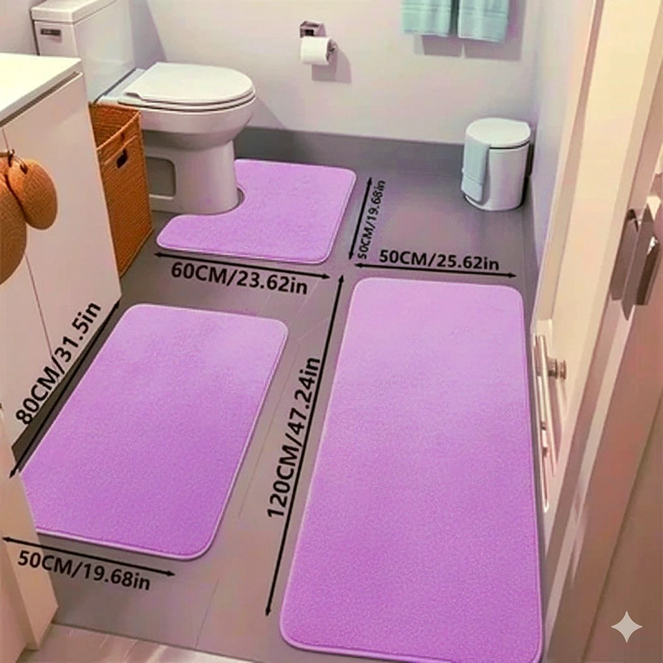 Комплект из 3 нескользящих ковриков для ванной комнаты напольный коврик для спальни коврик для прачечной комнаты - Изображение 1 из 1