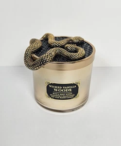 Bath & Body Works Wicked Vanilla Woods Candle 3 Wick Snake Lid 14.5 Oz - Picture 1 of 6