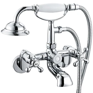 Clawfoot Tub Faucet and Shower Kit Chrome Wall Mount Tub Faucet G1/2 Vintage ... - Picture 1 of 9