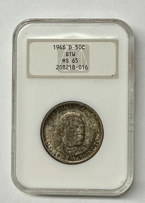 1946-D Booker T Washington 50C NGC MS 65 Old Fatty Holder Beautiful Color! - Image 1 of 3