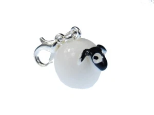 Schaf Kugel Charm Anhänger Bettelanhänger Miniblings Heidschnucke rund weiß - Picture 1 of 5