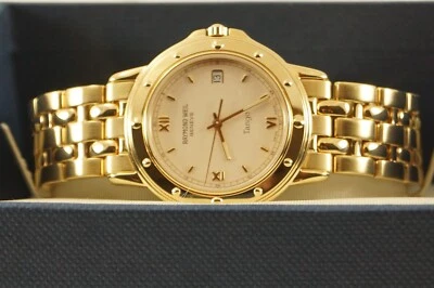 Reloj Geneve Tango dorado vintage Raymond Weil para hombre #5560 años 90’s nunca usado Foto 1 de 4
