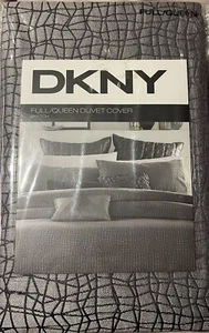 DKNY Full/Queen Duvet Cover SKETCH Charcoal Color - Picture 1 of 3