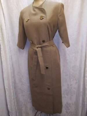 Vintage 1960's Brown Linen Classic Dress by Anne Murray Medium Large - Image 1 of 4