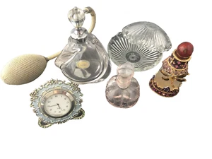 CRISTAL Cristallo Trasparente Atomizzatore Bottiglia Profumo Orologio Coperto Trinket Dish - Foto 1 di 11
