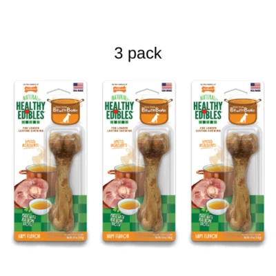 Nylabone Comestibles Saludables Caldo de Huesos Real Golosinas Naturales para Perros (Paquete de 3) Foto 1 de 4